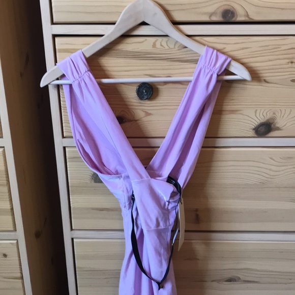 NWT Club L London Lilac Cross Front Fishtail Maxi Dress Size 4 - Picture 13 of 14